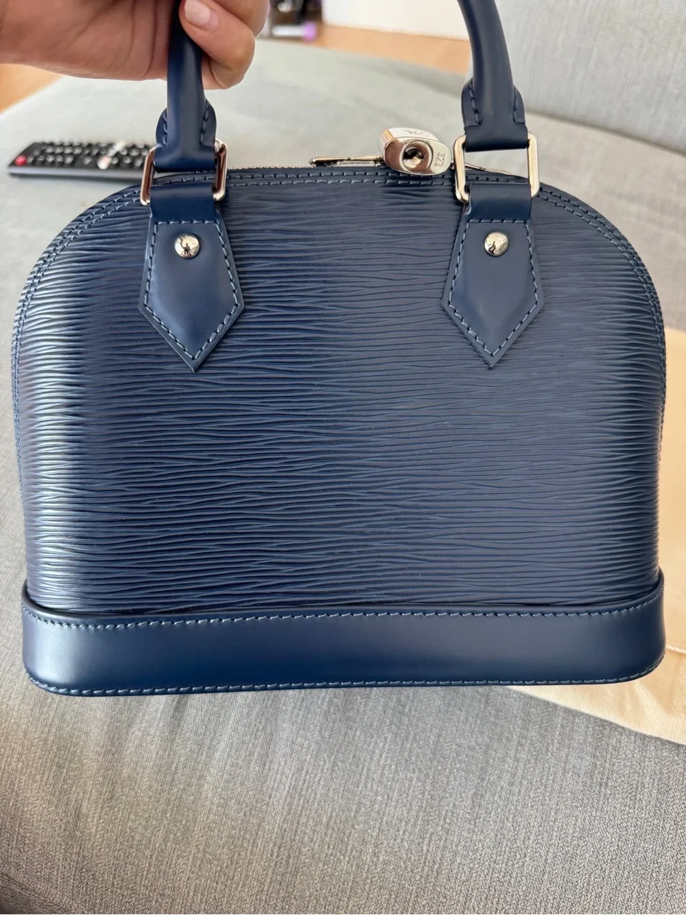 Louis Vuitton Navy Blue Epi Alma Satchel